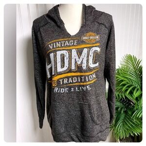 Harley-Davidson Lima Ohio Vintage Tradition Gray Orange Sweatshirt Womens Medium